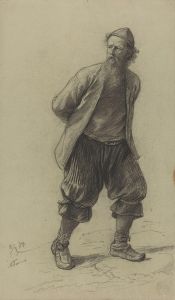 Gående mann med lue og skjegg