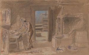 Kitchen interior with figures