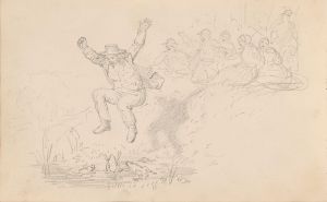Man jumping into the frog pond