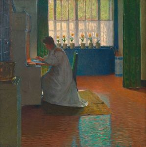 Anna Moll am Schreibsekretär