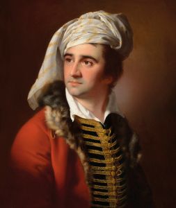 Portrait of a gentleman in a red fur-trimmed coat