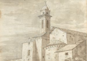 Church with a Tiled Roof and Tower