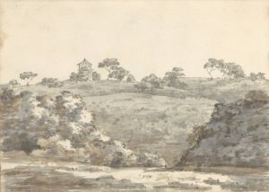 Landscape with a Two-Story Building on a Hill