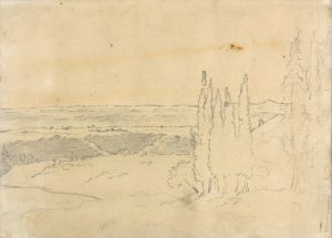 Landscape with Cedars and Buildings