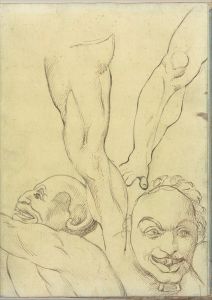 Two Demons and Two Legs, probably after Michelangelo