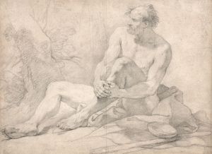 Académie d’homme assis dans un paysage