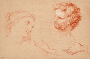 Studies of the heads of a woman and of a bearded man and studies of hands