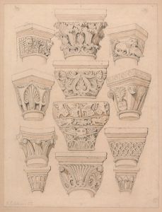 Capitals in the Abbey Church of St. Georges de Bocherville, near Rouen, Normandy