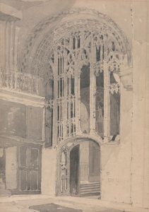 Interior of Norwich Cathedral; Doorway and Screen Between the South Transept and the Aisle of the Presbytery