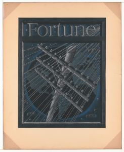 Graphic designs for Fortune magazine.] [Study for cover with large telephone lines superimposed over the globe