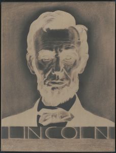 Graphic designs for the Presidents Room of the ‘Knickerbocker’ Longchamps Restaurant, 41st Street and 1450 Broadway, New York, NY.] [Portrait of Lincoln