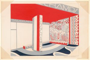 [Design drawing for Manhattan House Longchamps Restaurant, corner of 3rd Avenue and 65th Street, New York, NY.] [Study for mosaic front
