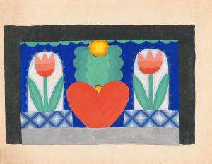 [Designs for theater with black-framed proscenium and boldly colored settings.] [Study for stage light wall decoration, possibly for Caf ̌Crillon