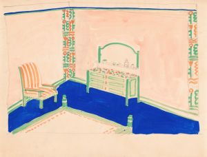 [Interior design drawings for unidentified rooms.] [Sketch for room colored green and orange