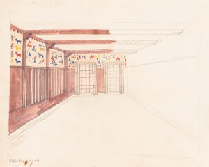 Design drawings for the Theodore Weicker Apartment Building. Sketch for billiard room