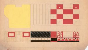 Design for dčor of restaurant, 56 East 56th St, New York, NY.] [Drawing of suggested dčor for restaurant with color elevation and murals