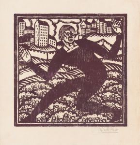 Design for fine art print, ‘The Mad Dancer’.] [Woodcut print