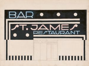 Designs and photographs for alterations to St. James Bar Restaurant, W. 181st St. and Broadway, New York, NY.] [Incomplete study of exterior elevation