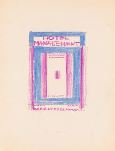 Designs for cover of Hotel Management Magazine.] [Blue and purple cover design