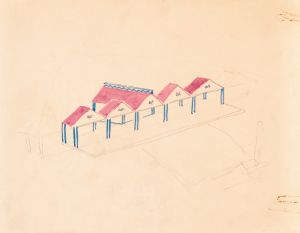 Designs for roadhouse or terrace restaurant. Perspective elevation showing terrace