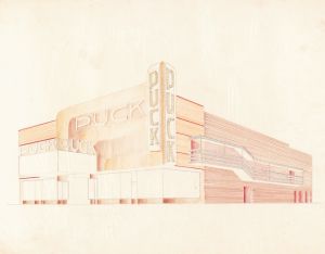 Designs for the Puck Theater , New York, NY.] [Exterior perspective study