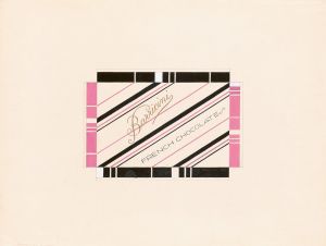 Graphic design drawings for Barricini Candy packages.] [Study, ‘French Chocolates’ candy box, pink and black