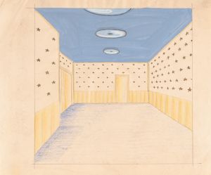 Interior design drawings for unidentified rooms.] [Sketch for unidentified room with starred walls