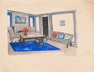 Interior design sketches for Alamac Hotel, 71st and Broadway, New York, NY.] [Study for living room suite