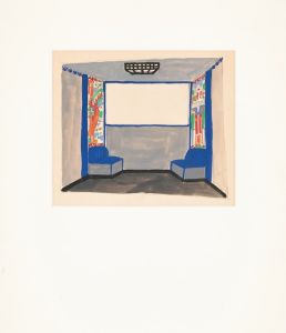 Interior design sketches for Alamac Hotel, 71st and Broadway, New York, NY.] [Study of interior perspective for ‘Africa Roof’