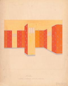 Interior perspective drawings of Hotel Siwanoy, Mount Vernon, NY.] [Interior perspective study of Grill in red, yellow, and orange