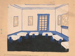 Interior perspective studies for Restaurant Crillon, 15 East 48th Street, New York, NY.] [Interior perspective study.