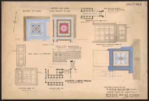 Proposed decorations for Fisher Building, Detroit.] [Bridge 1st floor.] [Bridge 2nd floor & end gallery no. 205.] [Elevator lobbies 105 & 112