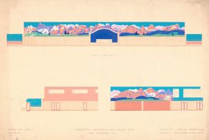 Proposed treatment for roller rink, Elizabeth, N.J.] [Wall elevations, alpine scheme