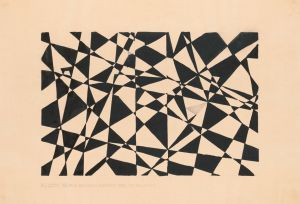 [Design for unidentified floor, black Belgian marble and royal grey.] [Drawing with abstract pattern