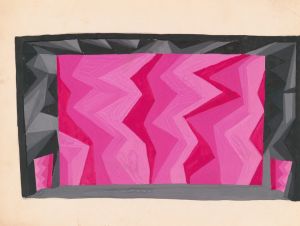 Designs for theater with black-framed proscenium and boldly colored settings.] [Study for stage light wall decoration, possibly for Caf ̌Crillon