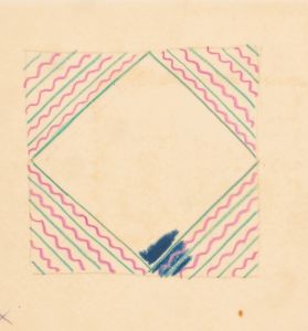 Miscellaneous small sketches for inlaid table tops.] [Design with zig-zag motif