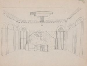 Design for the Lentheric Salon, Fifth Ave. & 58th St., Savoy-Plaza Hotel, New York, NY. Perspective sketch