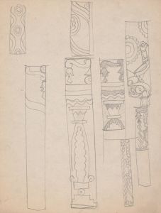 Design sketches for Crillon Restaurant, New York, NY. Details of columns