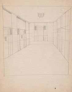 Design sketches for Hotel Alamac, 71st and Broadway, New York, NY. Plan of hallway