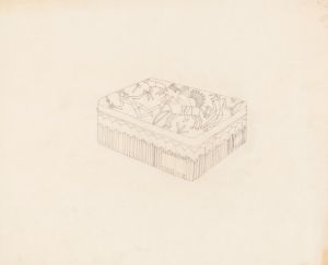 Graphic design drawings for Barricini Candy packages. 3-D Study, rectangular candy box with Indian motif