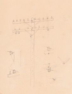 Graphic designs for Fortune magazine. Study of telephone poles