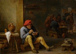 Farmer in a Tavern, Lighting his Pipe