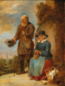 An Old Couple Begging On The Street