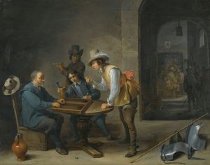 A Guardroom Scene With Tric-Trac Players In The Foreground