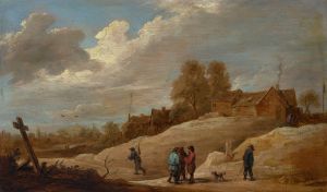 A landscape with figures on the outskirts of a town