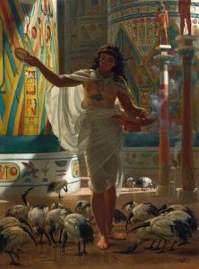 Feeding The Sacred Ibis In The Halls Of Karnac