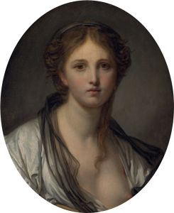 Portrait of a young woman, bust length, with a black scarf