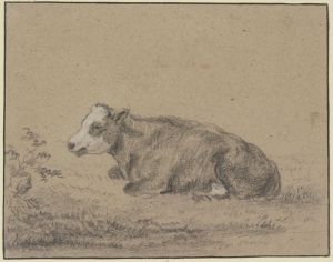 Lying cow to the left