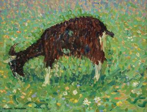 Chèvre dans un champ de fleurs