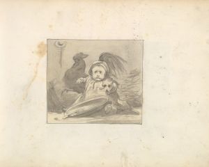 A Baby in 16th century Dress with a Rooster and a Dog